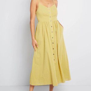 ModCloth Button-Up Dotted Midi Dress